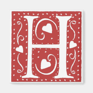 Wedding Hearts Letter H Magnet