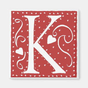 Wedding Hearts Letter K Magnet