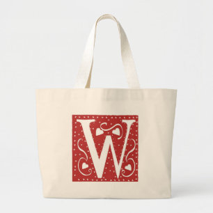 Wedding Hearts Letter W Large Tote Bag