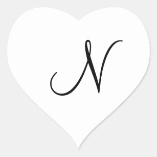 Wedding Hearts Monogram N Wedding Seal Sticker