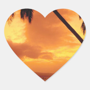 Wedding Hearts Palm Tree over Water Wedding Hearts Heart Sticker