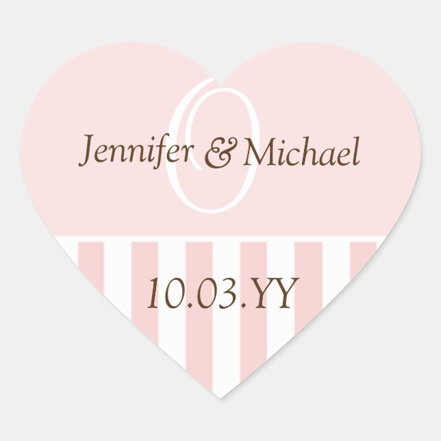 Wedding Hearts Personalised Monogrammed Weddings Heart Sticker (Front)