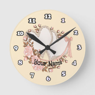 Wedding Hearts Round Clock