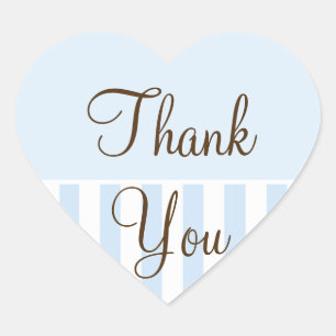 Wedding Hearts Wedding Favour Thank You Light Blue Heart Sticker