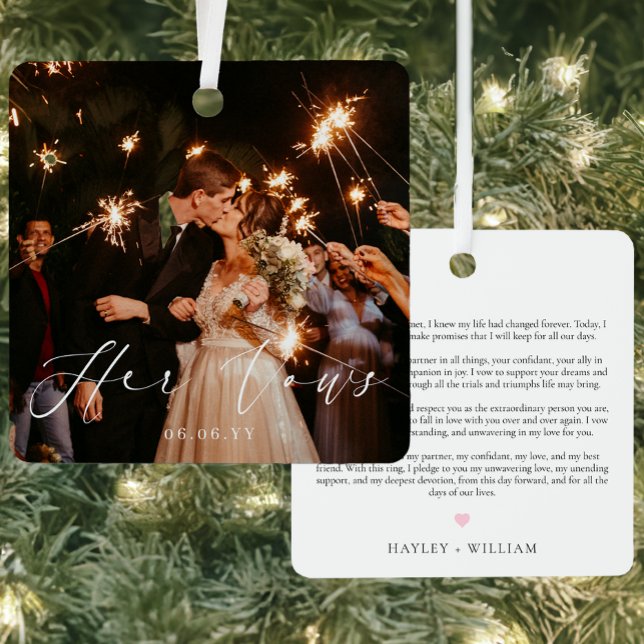 Wedding Her Vows Photo Keepsake Metal Ornament (Creator Uploaded)