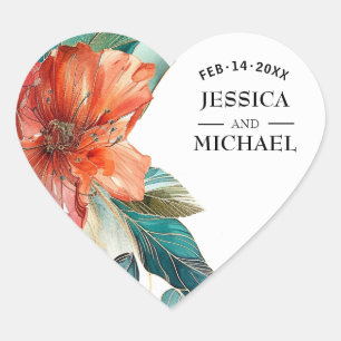 ❤️ Wedding Hibiscus Serenade Paradise Heart Sticker