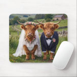 Wedding Highland Cows in a Pasture Mouse Pad<br><div class="desc">Highland cows wearing a stunning white wedding gown and classic tuxedo in a picturesque country pasture</div>