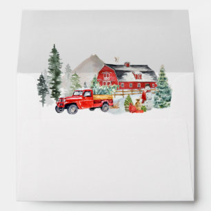 Wedding Holiday Christmas Rustic Barn Truck Envelope