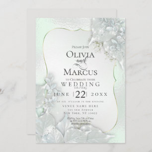 WEDDING   Honeydew Green Pearl Shimmer Invitation