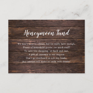 Wedding Honeymoon card   rustic dark wood