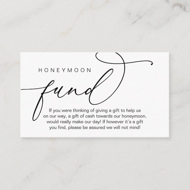 Wedding Honeymoon Fund, Gifts in Cash Wishing Well Enclosure Card (Front)