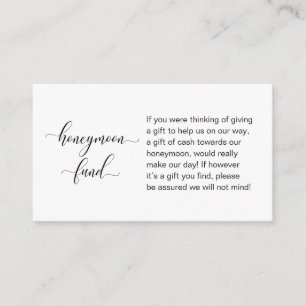 Wedding Honeymoon Fund, Modern Handwritten Script Enclosure Card