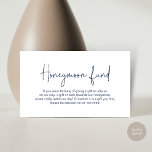 Wedding Honeymoon Fund, Modern Handwritten Script Enclosure Card<br><div class="desc">Celebrate the beginning of your journey together with our elegantly crafted "honeymoon fund" wedding invitation enclosed card. Featuring a sophisticated blend of modern script and romantic allure, in timeless navy blue theme, each card is meticulously designed to convey the essence of your special day. Perfectly suited for couples seeking a...</div>