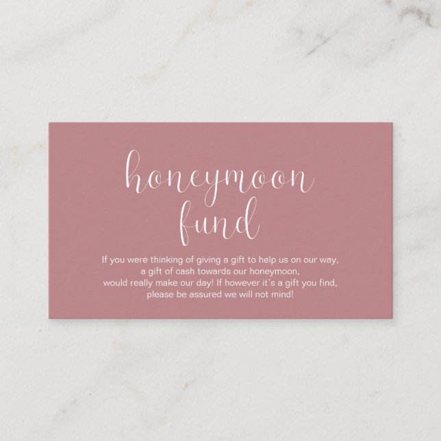 Wedding Honeymoon fund, Modern Minimal Enclosure Card (Front)