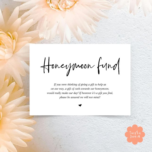 Wedding Honeymoon Fund Wish Cash Enclosure Card (Wedding Honeymoon Wish Fund Cash Enclosure Card in Black and White)
