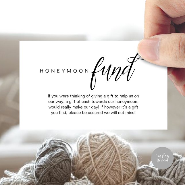 Wedding Honeymoon Fund, Wish, Cash, Modern Classy Enclosure Card (Wedding Honeymoon Wish, Fund, Cash, Modern Classy Enclosure Card, Black White)