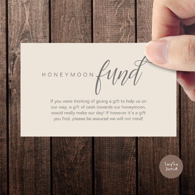 Wedding Honeymoon Fund, Wish, Cash, Modern Classy Enclosure Card (Wedding Honeymoon Wish, Fund, Cash, Modern Classy Enclosure Card, Cream Grey)
