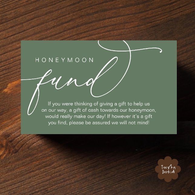 Wedding Honeymoon Fund, Wishing Well Gifts in Cash Enclosure Card (Wedding Honeymoon Fund, Wishing Well Wish, Gifts in Cash Enclosure Card in Sage Green)