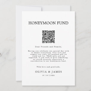 Wedding Honeymoon Honeymoon Fund QR Code Sign,  Invitation