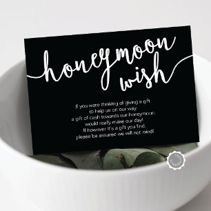 Wedding Honeymoon Wish Fund, Black and White Enclosure Card