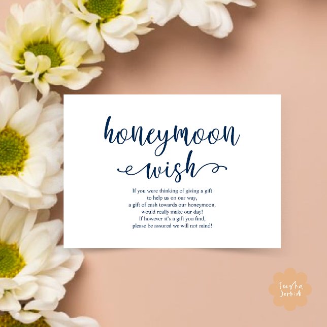 Wedding Honeymoon Wish Fund Cash Enclosure Card (Wedding Honeymoon Wish Fund Cash Enclosure Card in Navy Blue)