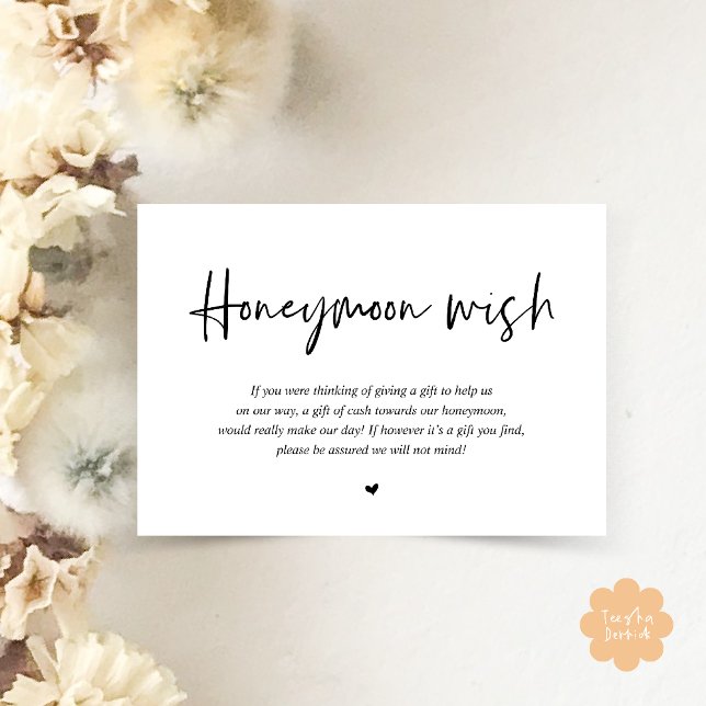 Wedding Honeymoon Wish Fund Cash Enclosure Card (Wedding Honeymoon Wish Fund Cash Enclosure Card in Black and White)