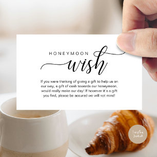 Wedding Honeymoon Wish, Fund, Cash, Modern Classy Enclosure Card