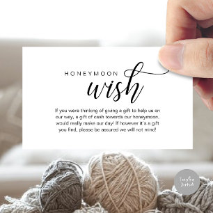 Wedding Honeymoon Wish, Fund, Cash, Modern Classy Enclosure Card