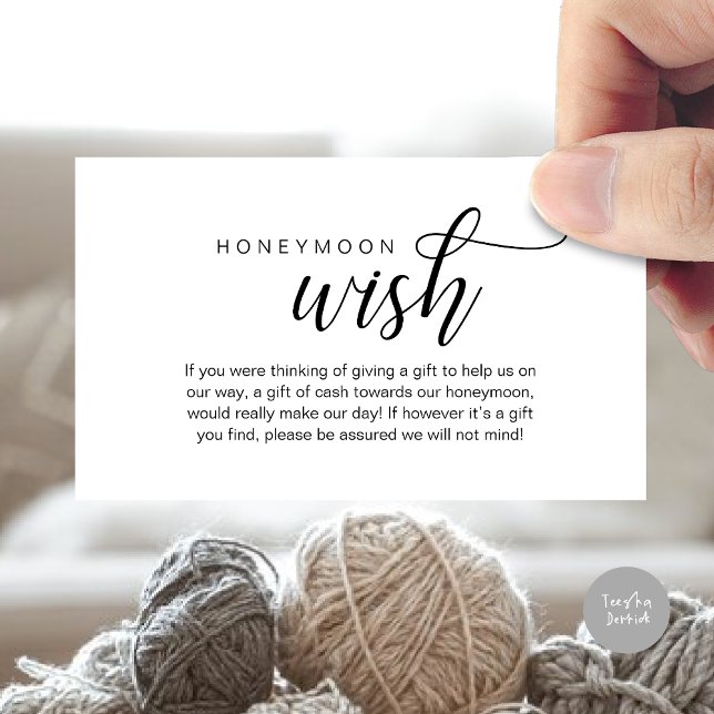 Wedding Honeymoon Wish, Fund, Cash, Modern Classy Enclosure Card (Wedding Honeymoon Wish, Fund, Cash, Modern Classy Enclosure Card, Black White)