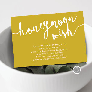Wedding Honeymoon Wish Fund, Yellow Gold Enclosure Card