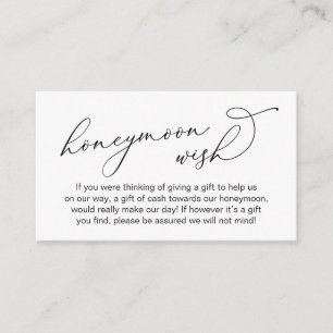 Wedding Honeymoon Wish, Modern Romantic Script Enclosure Card