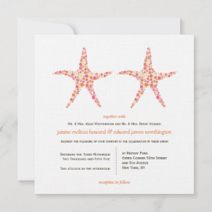Wedding Honeysuckle Peach Starfish Beach Invite