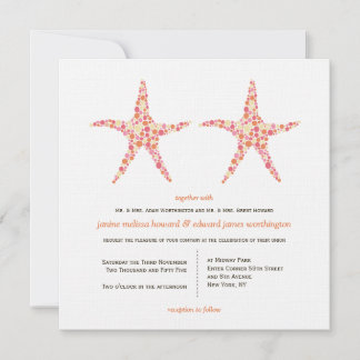 Wedding Honeysuckle Peach Starfish Beach Invite