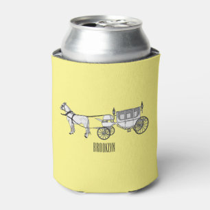 Wedding horse & carriage cartoon illustration can cooler