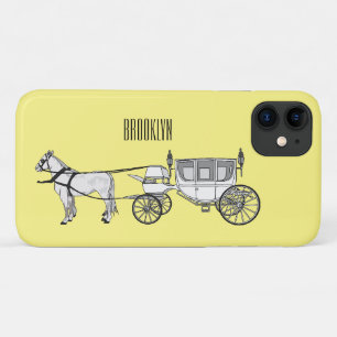 Wedding horse & carriage cartoon illustration iPhone 11 case