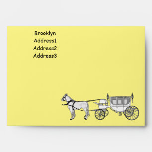 Wedding horse & carriage cartoon illustration envelope