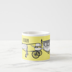 Wedding horse & carriage cartoon illustration espresso cup