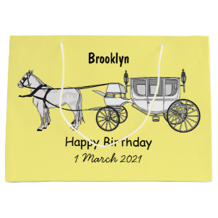 Wedding horse & carriage cartoon illustration large gift bag