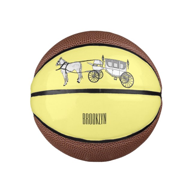 Wedding horse & carriage cartoon illustration mini basketball (Front)