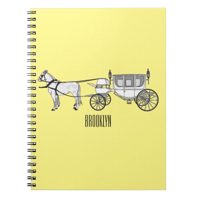 Wedding horse & carriage cartoon illustration notebook (Front)