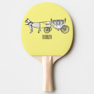Wedding horse & carriage cartoon illustration ping pong paddle