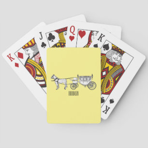 Wedding horse & carriage cartoon illustration playing cards