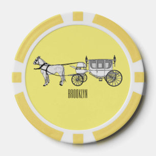 Wedding horse & carriage cartoon illustration poker chips