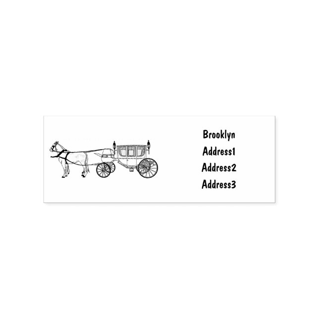 Wedding horse & carriage cartoon illustration rubber stamp (Imprint)