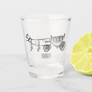 Wedding horse & carriage cartoon illustration shot glass