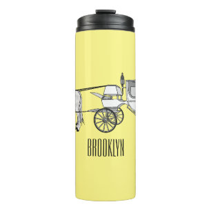 Wedding horse & carriage cartoon illustration thermal tumbler