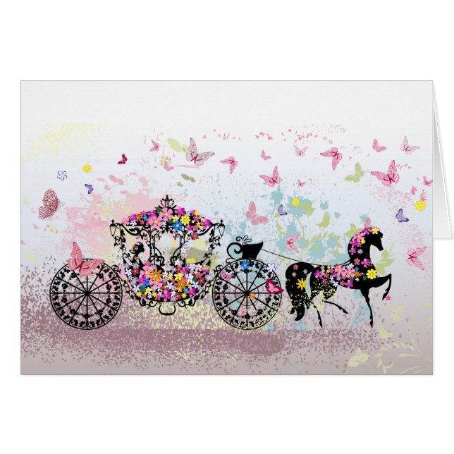 Wedding Horse & Carriage Flowers & Butterflies (Front Horizontal)