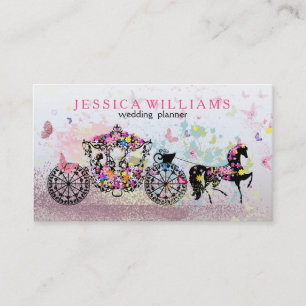 Wedding Horse & Carriage Flowers & Butterflies 3 Business Card