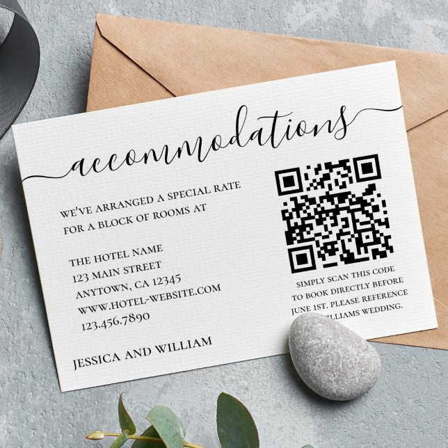Wedding Hotel Accommodation With QR Code Enclosure Card (Creator Uploaded)