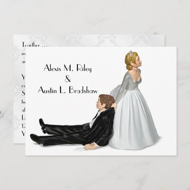 Wedding Humour On White Invitation (Front/Back)